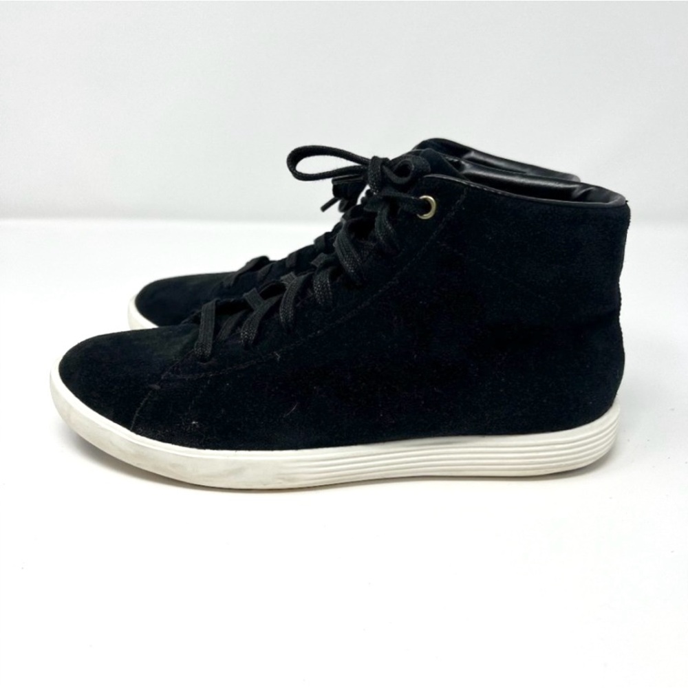 Cole Haan Grand OS Crosscourt High-Top Black Suede Sneakers, size 7.5